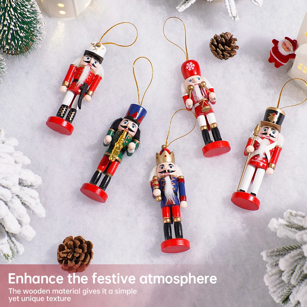 Wooden Nutcracker Soldier Ornament Set - 5PCS Christmas Decorations