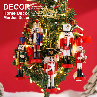 Wooden Nutcracker Soldier Ornament Set - 5PCS Christmas Decorations