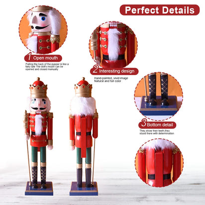 50CM Hand-Painted Wooden Nutcracker Soldier - Christmas King Doll Holiday Home Decor
