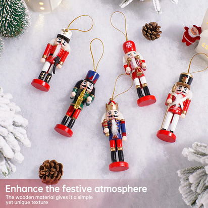 Wooden Nutcracker Soldier Ornament Set - 5PCS Christmas Decorations