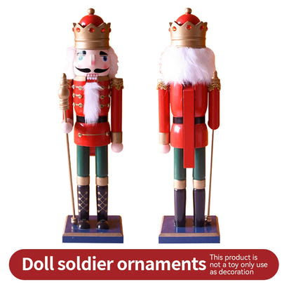 50CM Hand-Painted Wooden Nutcracker Soldier - Christmas King Doll Holiday Home Decor