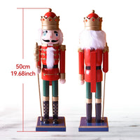 50CM Hand-Painted Wooden Nutcracker Soldier - Christmas King Doll Holiday Home Decor