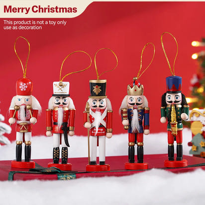 Wooden Nutcracker Soldier Ornament Set - 5PCS Christmas Decorations