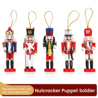 Wooden Nutcracker Soldier Ornament Set - 5PCS Christmas Decorations