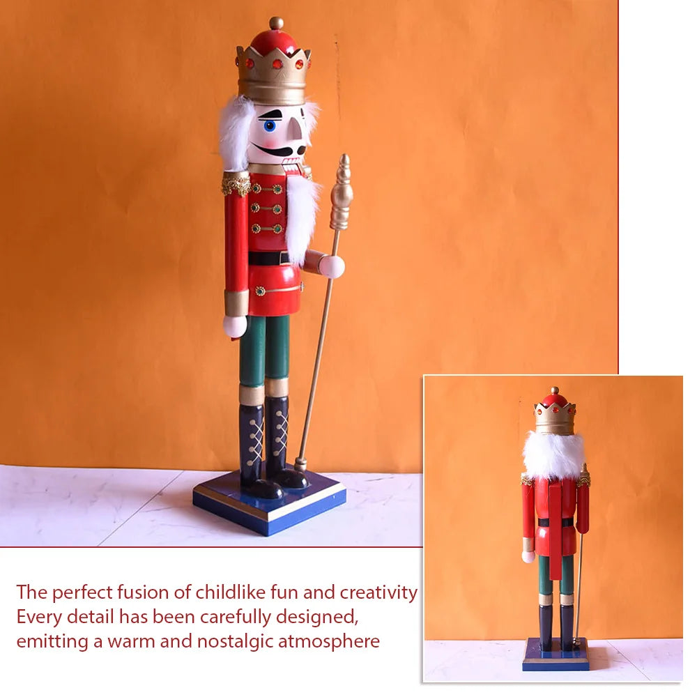 50CM Hand-Painted Wooden Nutcracker Soldier - Christmas King Doll Holiday Home Decor
