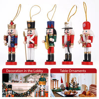 Wooden Nutcracker Soldier Ornament Set - 5PCS Christmas Decorations