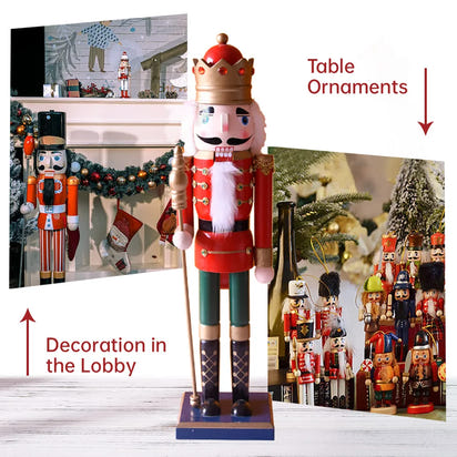 50CM Hand-Painted Wooden Nutcracker Soldier - Christmas King Doll Holiday Home Decor