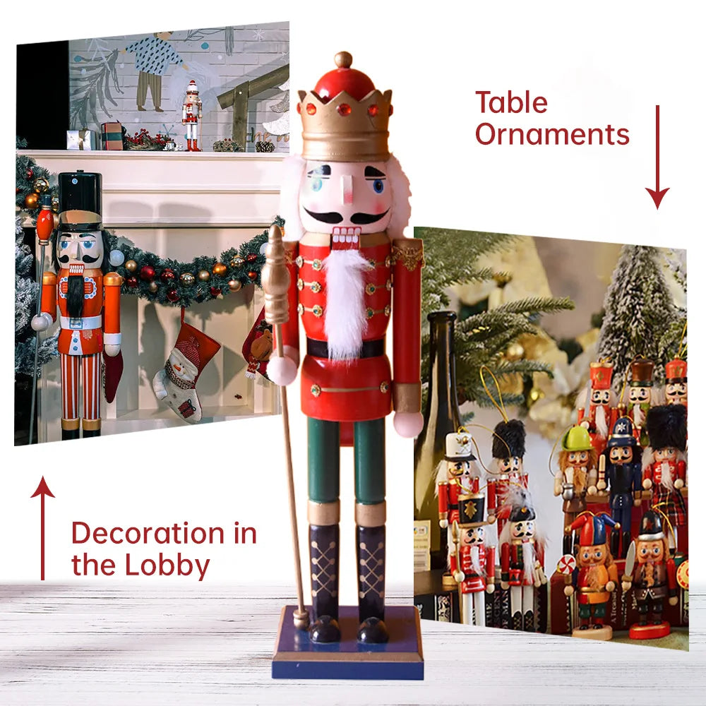 50CM Hand-Painted Wooden Nutcracker Soldier - Christmas King Doll Holiday Home Decor