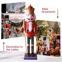 50CM Hand-Painted Wooden Nutcracker Soldier - Christmas King Doll Holiday Home Decor